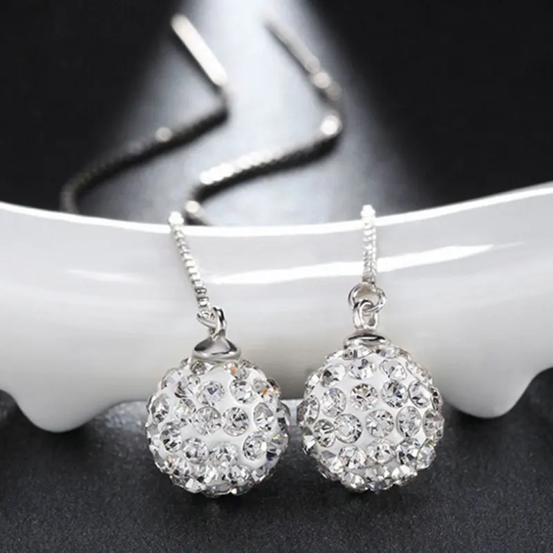 Женские серьги-подвески с фианитом серебряного цвета | Украшения и аксессуары