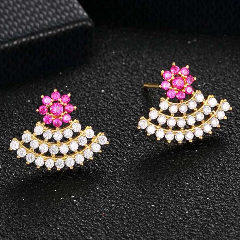 Женские серьги гвоздики из меди с фианитом|Серьги-гвоздики| |