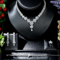 sederylal luxury drops dangle earrings necklace trendy cubic zircon wedding engagement party indian gold earrings for women