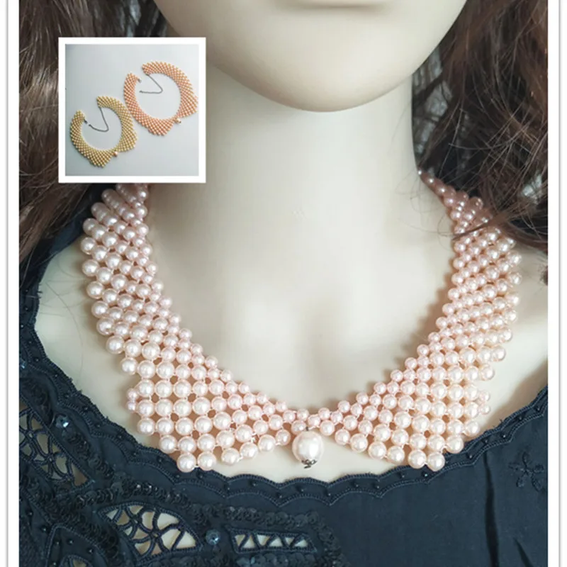 

Exquisite Princess Line Hand-woven Plastic Beads Lace Collar Clothing Dress Decoration Outing Travel Shopping Finished Necklace