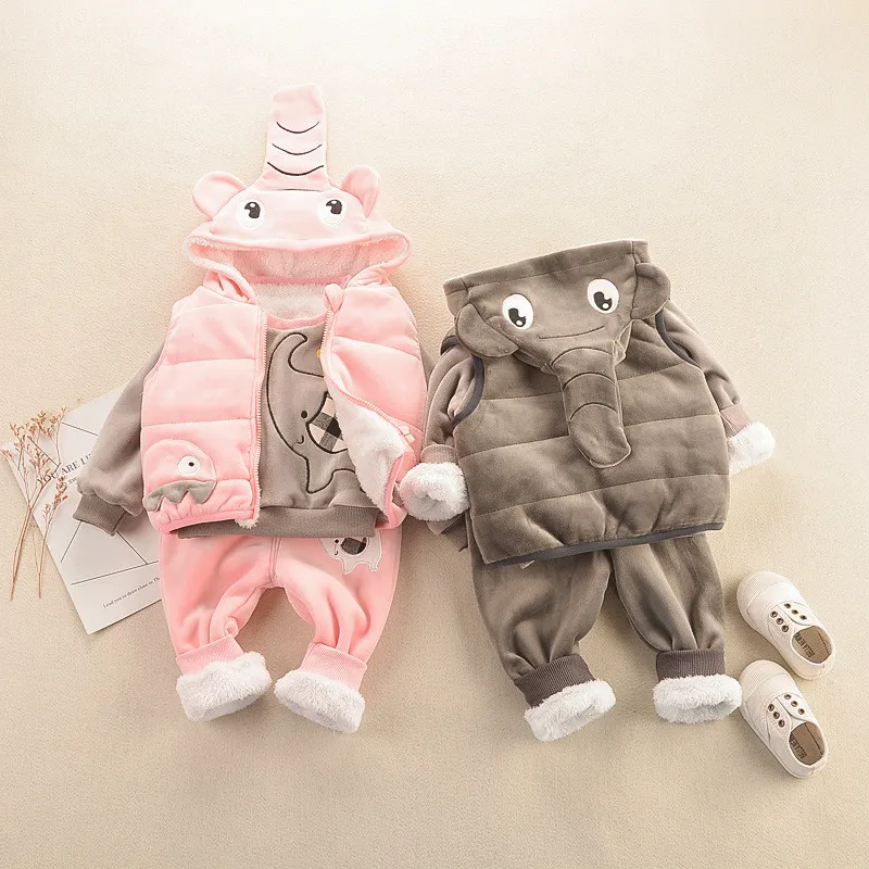 Зимний комплект детской одежды для мальчиков и девочек повседневный плотный