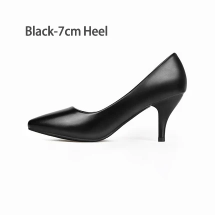x7-black YALNN/Новинка; модные туфли-лодочки на высоком каблуке; женская кожаная обувь высокого качества на среднем каблуке; Цвет черный, белый; туфли-лодочки для офиса; женская обувь - Цвет: x7-black