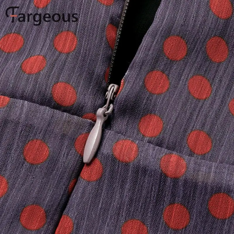 Fargeous, зимнее женское платье, сексуальное, глубокий v-образный вырез, длинный рукав, короткое платье, для девушек, модное, фиолетовое, в горошек, шифоновое, мини-платье