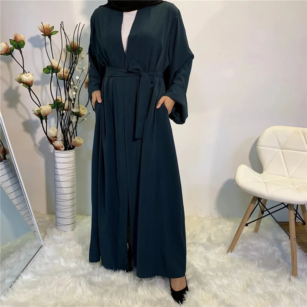 

Hot Sell Simple muslim Dress Smooth Silky Elegant pure color Long Muslim Dresses Women Modest Wear Clothing EID robes F2078