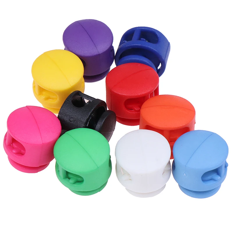

10pcs Multi Colors Plastic Paracord Shoelace Cord Buckles 2 Hole Cord Lock Clamp Toggle Clip Stopper Bag Parts Shoes Accessories