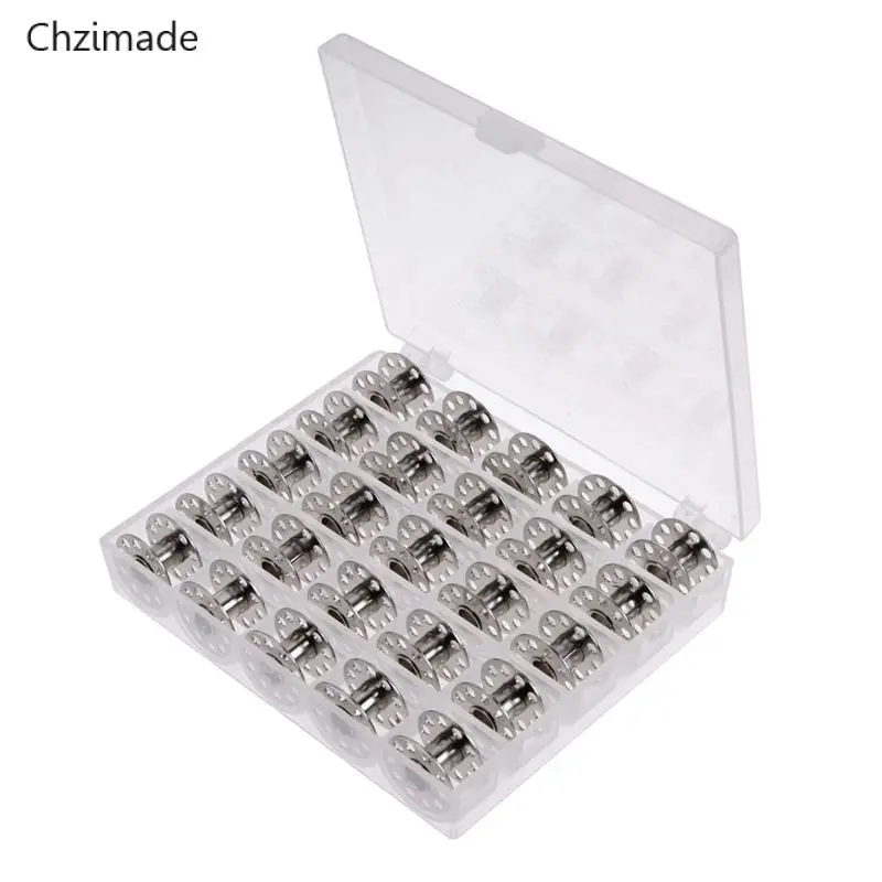

Lychee Life 25Pcs Bobbin Spool Metal Case with 25 Grid Storage Case Box for Brother Janome S N7T8 Diy Sewing Machine Accessories