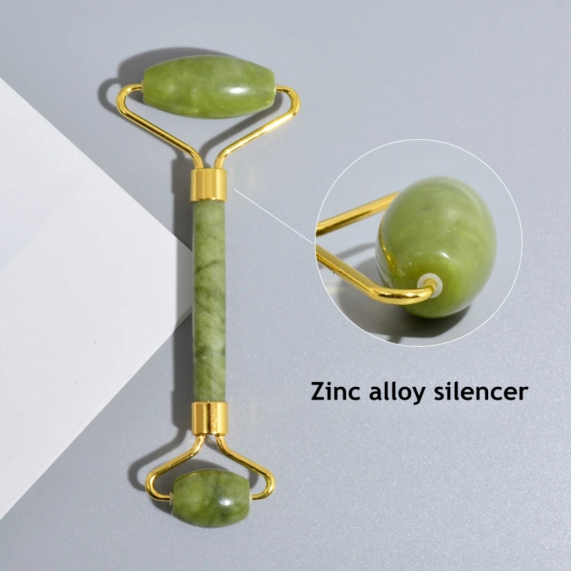 Jade роликовый массажер для лица с двойной головкой Натуральный камень лифтинга и