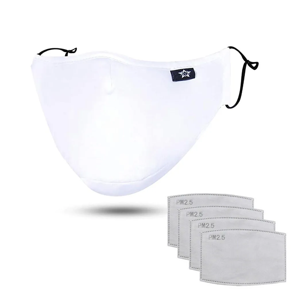 1 шт. белые многоразовые маски против пыли из хлопка для лица рта крышка взрослых