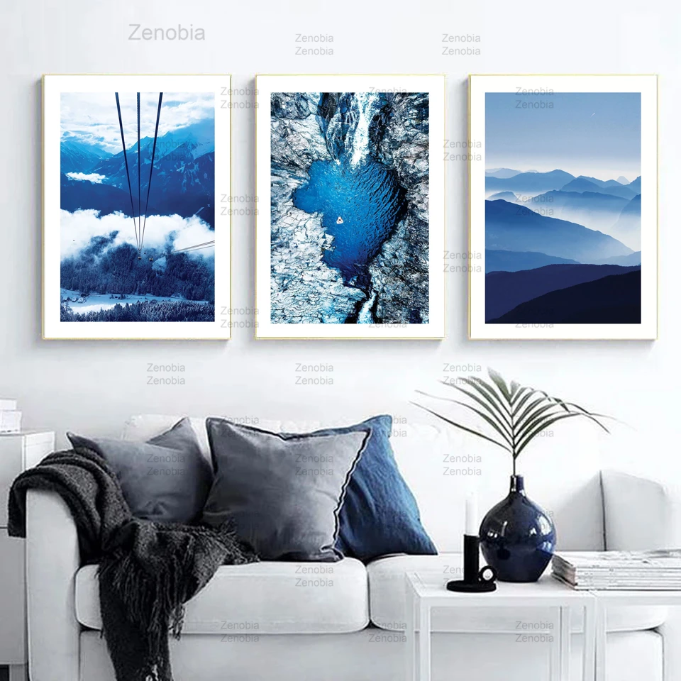 Настенная Картина на холсте в скандинавском стиле с изображением голубого