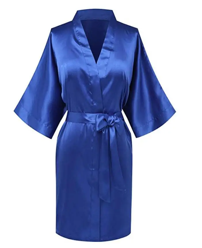 Простые атласные халаты ярко розовое серебряное кимоно цвета шампанского