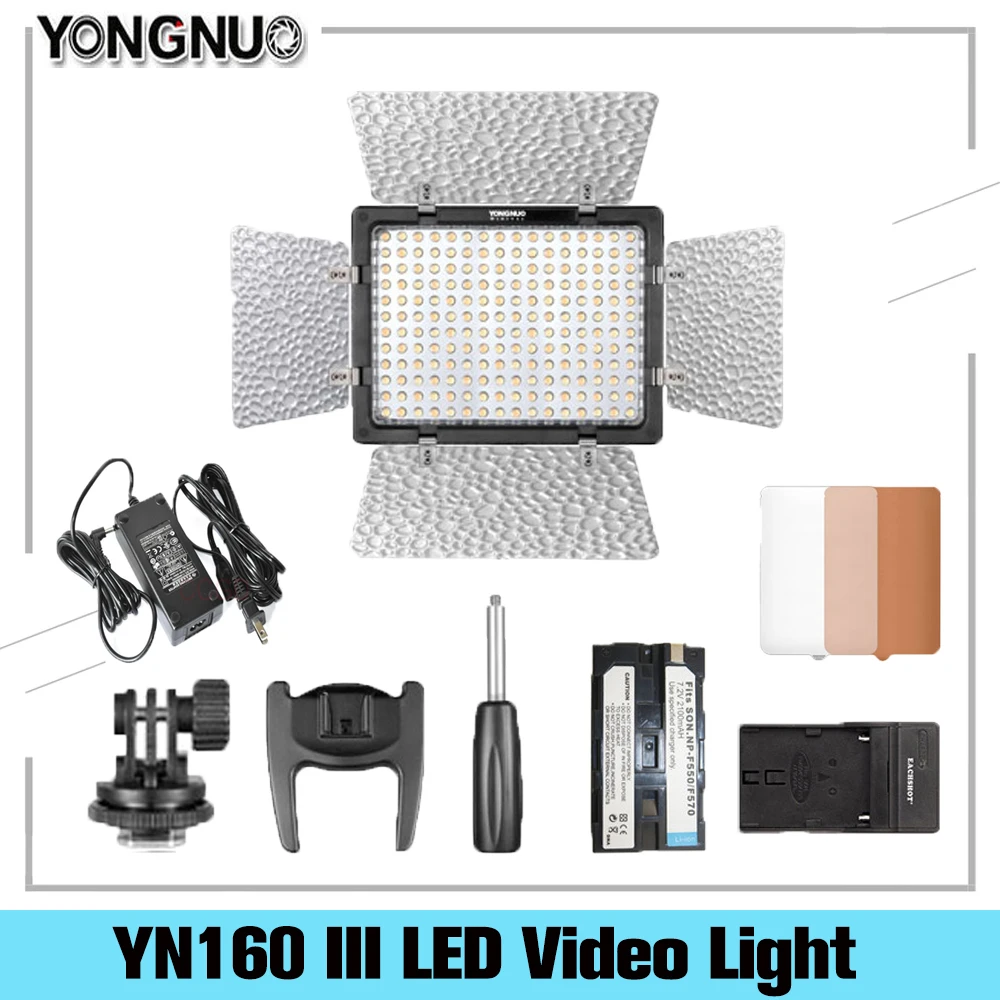 Yongnuo YN-160 III YN160 III Adjustable Color Annular LED Video Light With Battey For Canon 650D 5D Mark II 6D 550D Dslr Camera