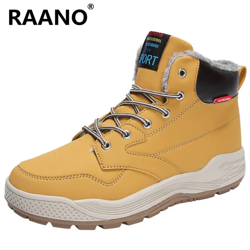 Ботинки мужские зимние кожаные плюшевые теплые водонепроницаемые рабочие