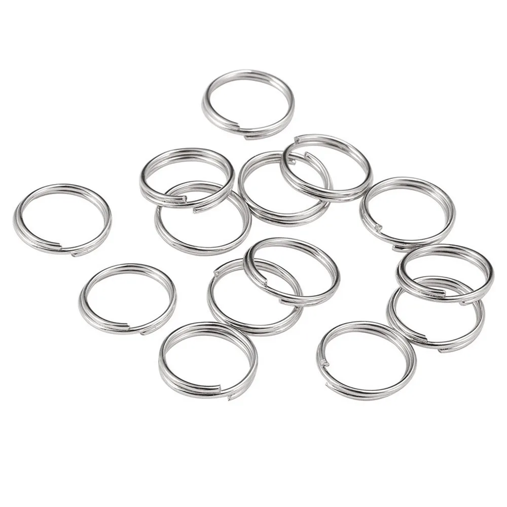

200Pcs/Lot Stainless Steel 6/8/10/12/14mm Double Circle Jump Split Rings Keychain Connectors DIY For Jewelry Making Findings