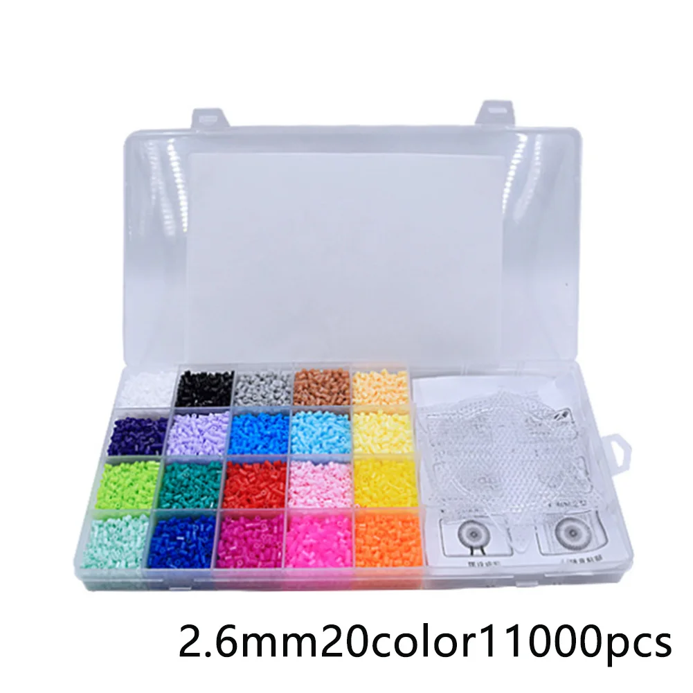 

11000Pcs 2.6mm Hama Beads Set Toys 3 Pegboards DIY Craft Fuse Perler Jigsaw Gift 20 Colors Boxed Educational Funny Kids