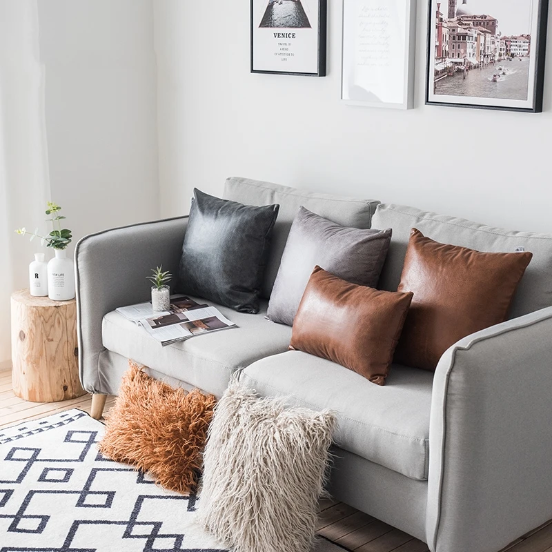 Наволочка из искусственной кожи для дивана большая иммитация шерсти Мех