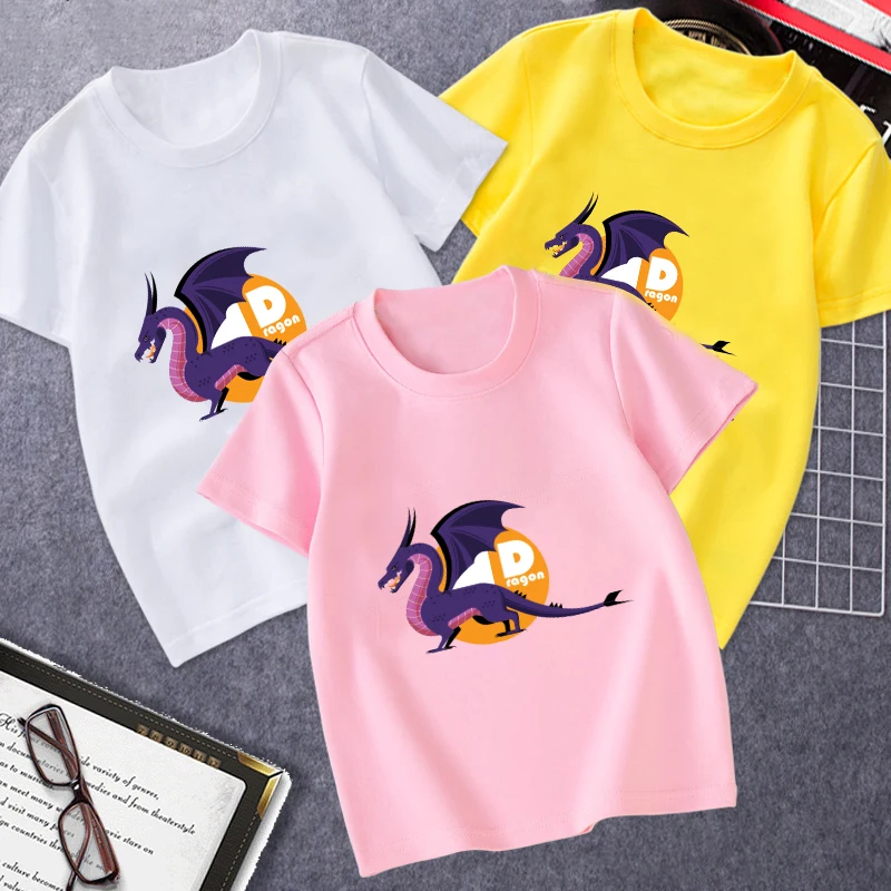 

Children's Clothing A Cotton Print Top With a Flying Dragon Casual Comfortable Good quality T-Shirts Boys and Girls Ages 4-14