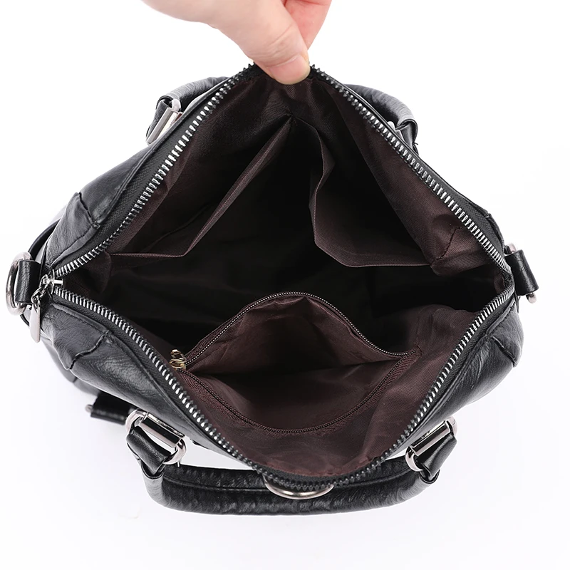 

Vintage PU Leather Multifunction Women's Backpack Sewing Thread Pattern Big Square Shoulder Handbags Girls Trendy Bagpack Sac