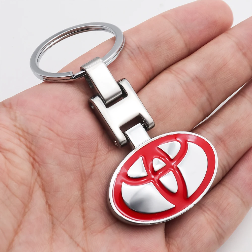 

3D metal car keychain fashion personality business key chain pendant for Toyota- Camry Highlander Avalon COROLLA YARIS-L C-HR