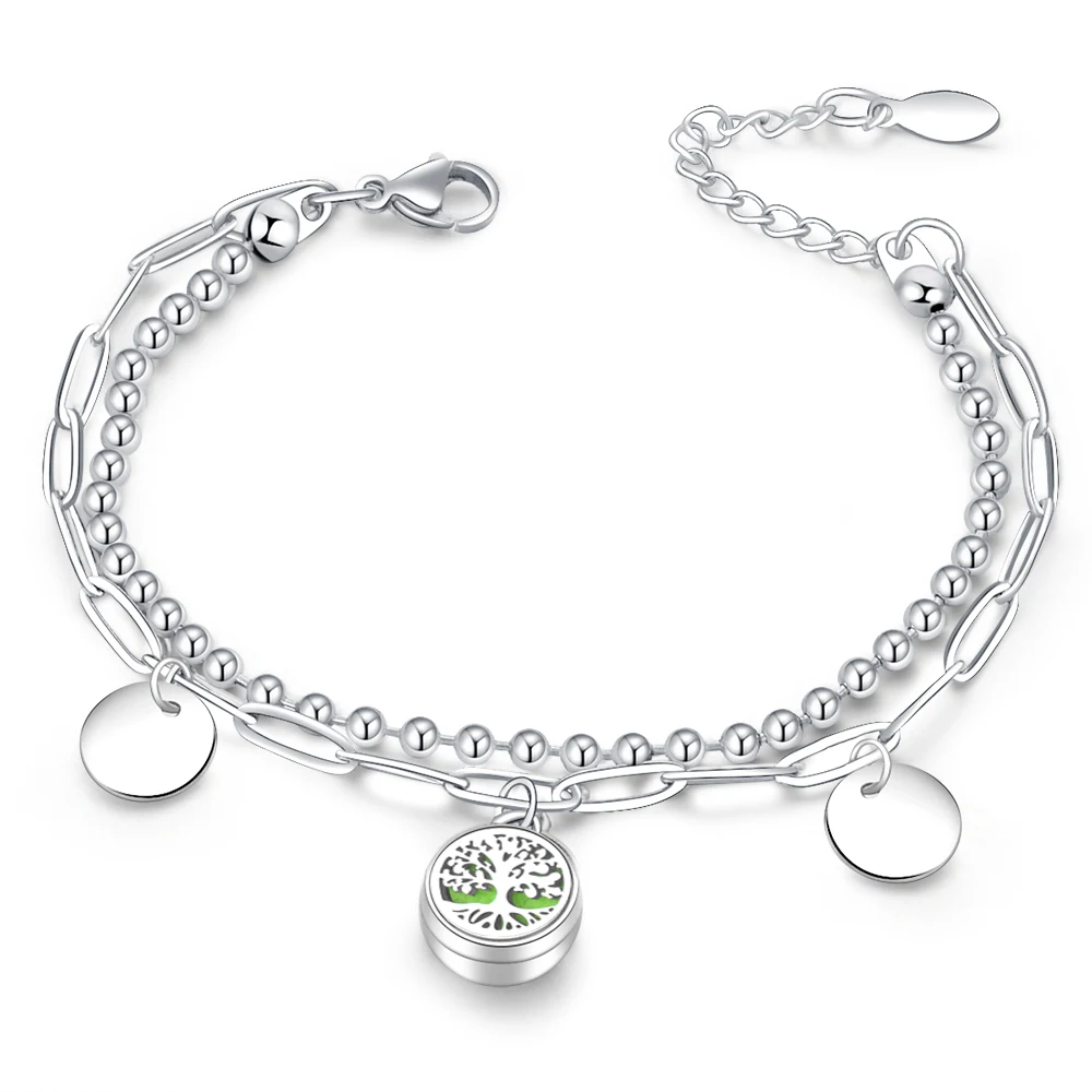 

Модное Гламурное украшение из нержавеющей стали с изображением дерева жизни для ароматерапии, 12 мм браслет с диффузором эфирного масла, Отк...