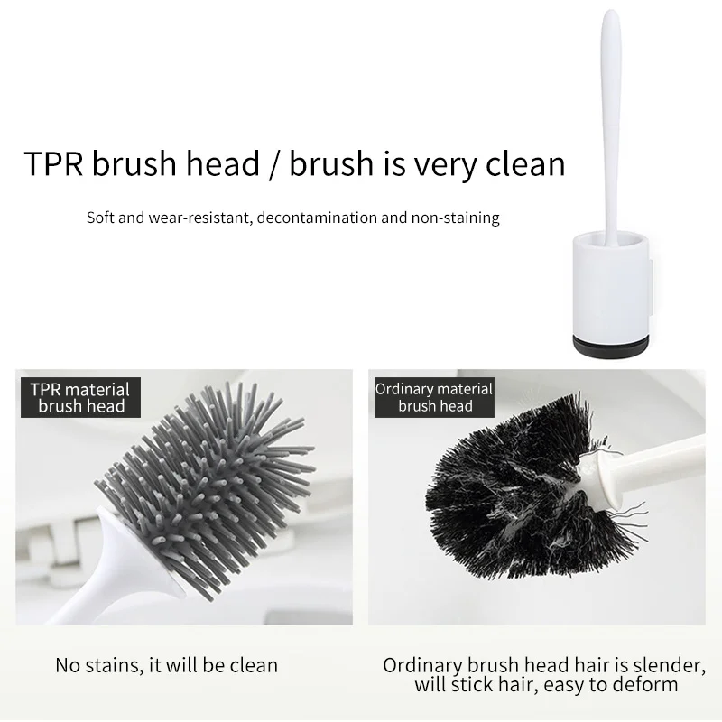 Силиконовая щетка для унитаза с набором держателей пластиковая Настенная или