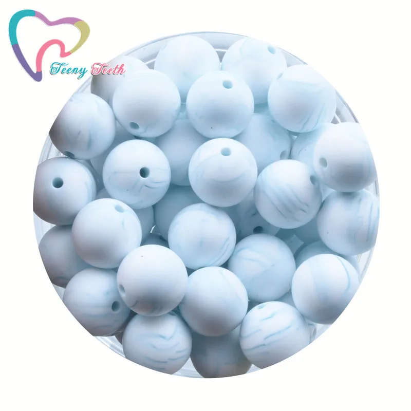 Cuentas redondas de silicona para morder para beb&eacute;, accesorios de cadena para chupete, 15MM, 24 colores, 10 Uds.-2