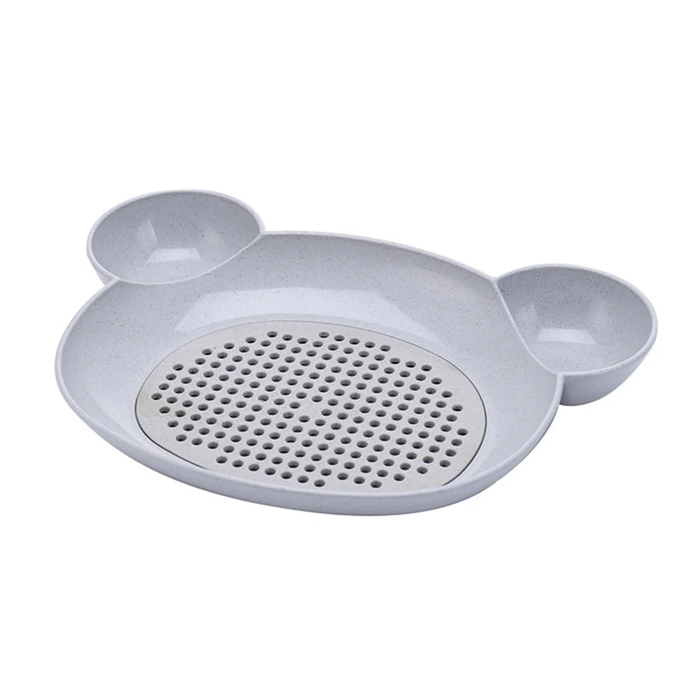 PJ4032B Креативная тарелка с медведем из мультфильма, детская посуда, подставка для сушки с уксусом, блюдцем для кормления ребенка, чаша, ложка, вилка - Цвет: PJ4032B