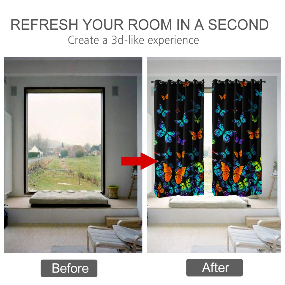 BeddingOutlet Flying Шторы &quotБабочки&quot для гостиной цветные затемняющие шторы спальни