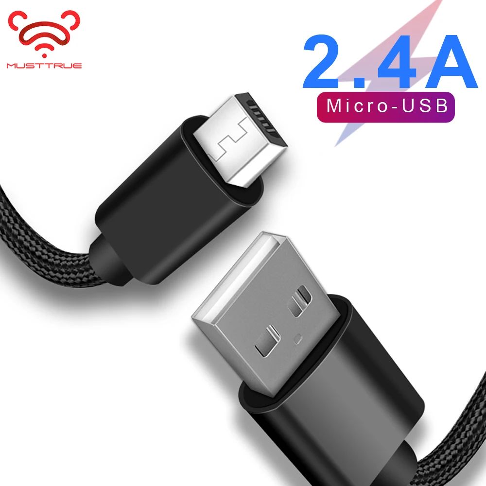 Micro USB кабель MUSTTRUE 1 м нейлоновая оплетка для передачи данных Samsung S6 S7 S5 S8 Xiaomi redmi note 4