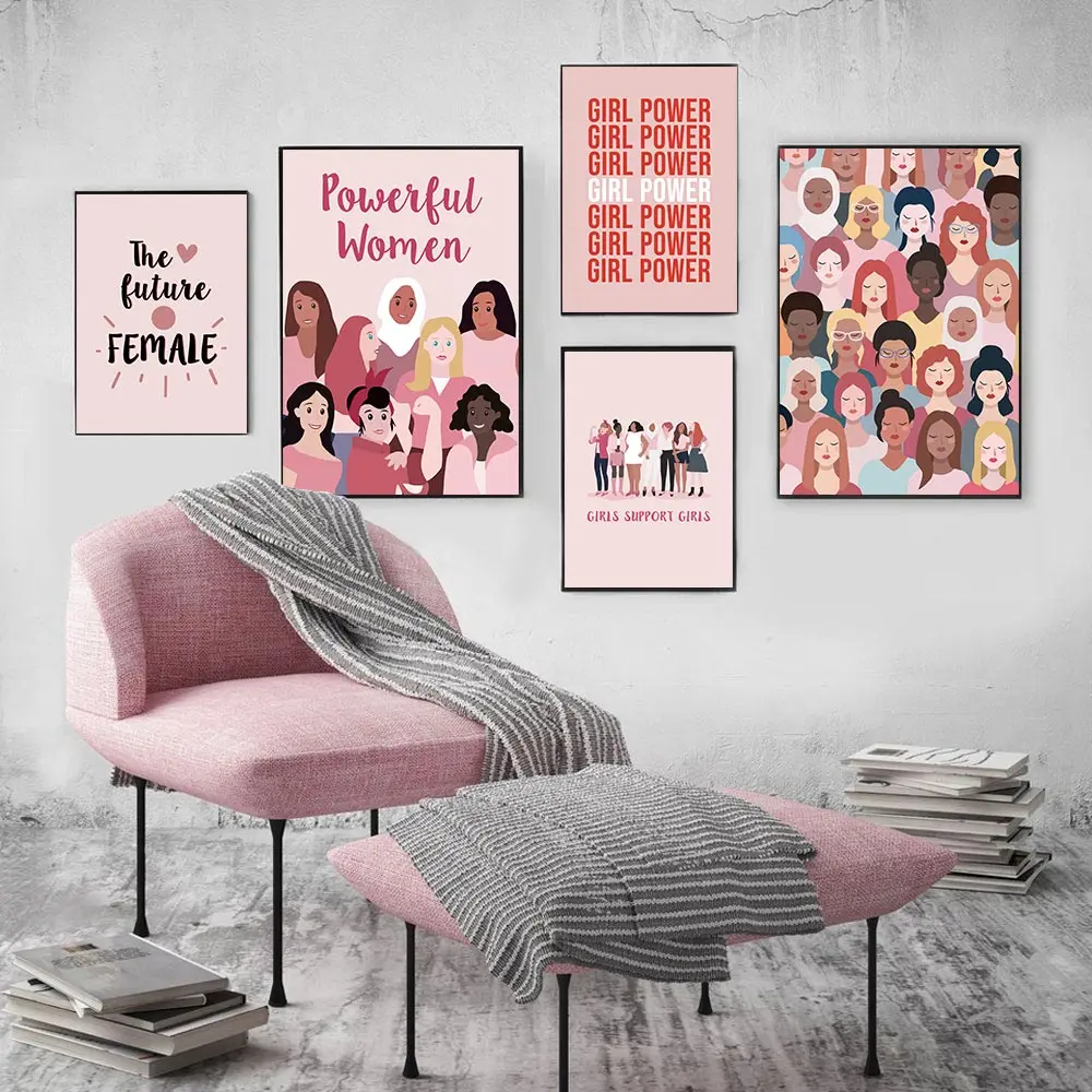 Женского плакат для детской арт Для женщин Мощность ручной Wall Art Холст Живописи