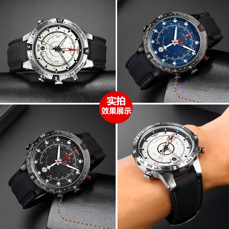 Фото Для Мужские Timex T2N720 | T2N721 | T2p141 | T2n722 | 723 | 738 | 739 ремешок Водонепроницаемый каучуковый ремешок 24*16 мм Луг конец с инструментами винт шпильки №4