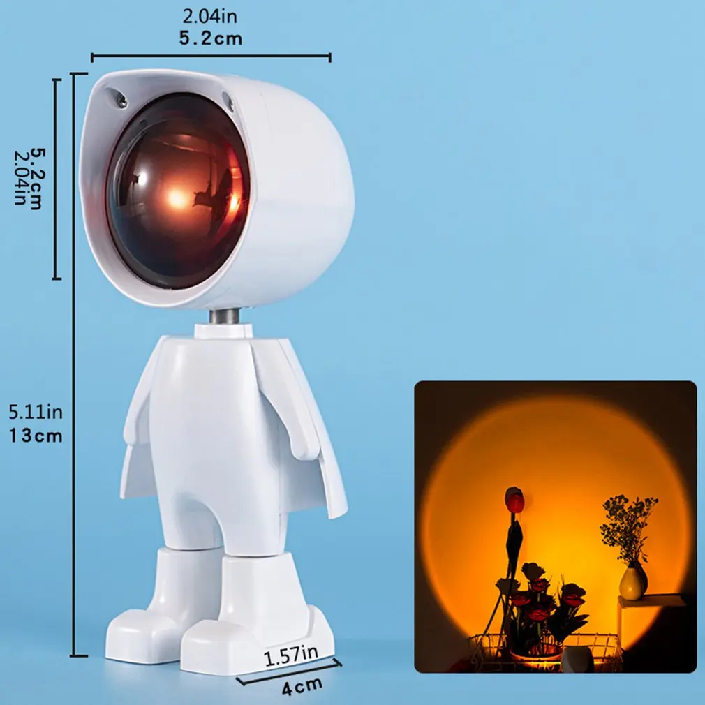 

Sun Never Sets Rainbow Projection Robot Atmosphere Lamp Projection Decoration Lamp USB Plug In Use Without Battery