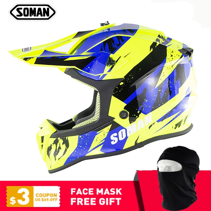 SOMAN SM633 ECE мотоциклетный шлем велосипедный Kask MX шлем для кроссового велосипеда мотоциклетный шлем