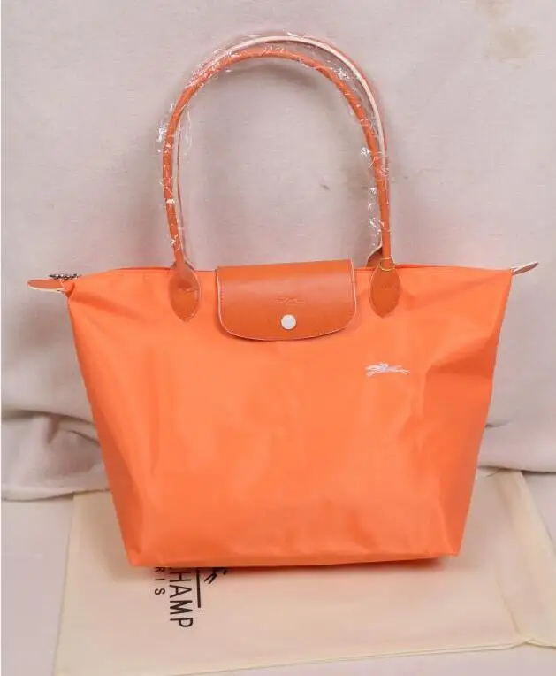 

New 1948 longchamp le pliage club tote embroidered orange fashion ladies handbag folding shoulder bag shopping bag