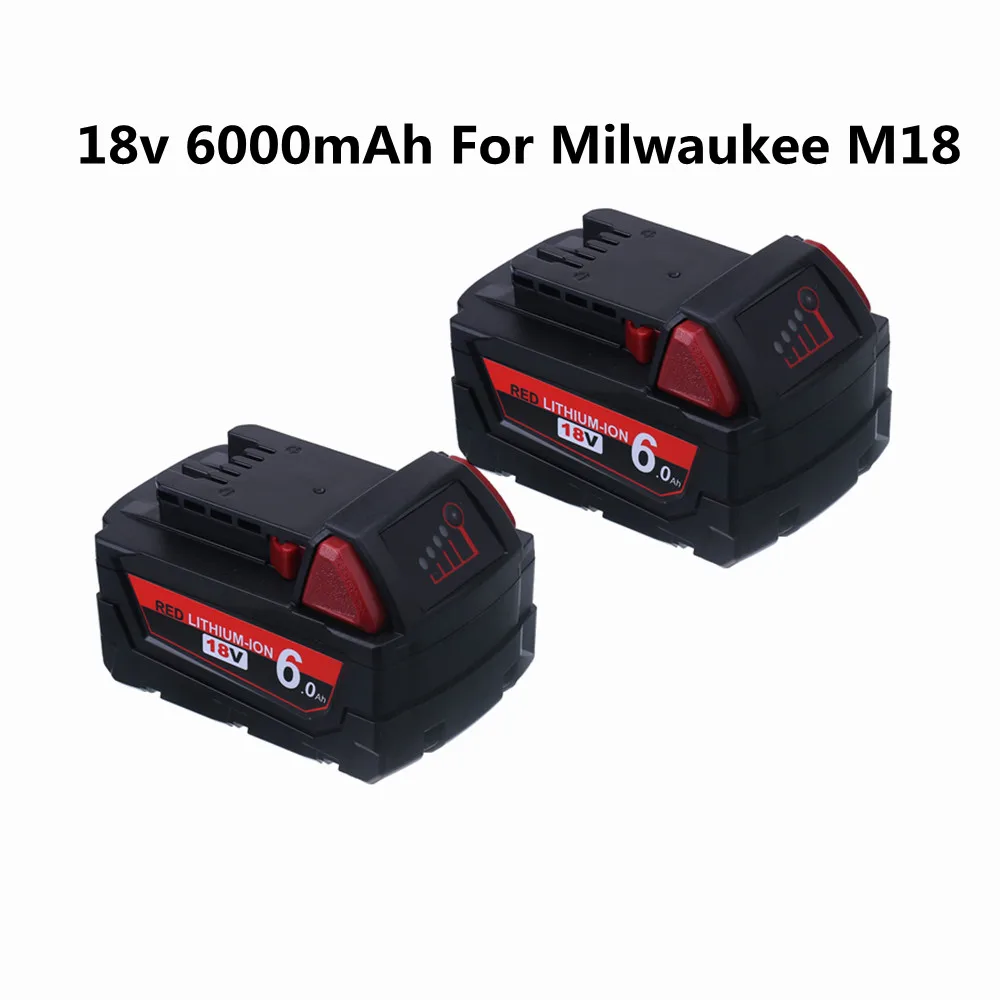 

18v 6000mAh Li-ion Battery for Milwaukee M18 48-11-1815 48-11-1850 2646-20 2642-21CT Repalcement M18 Power Tool Battery