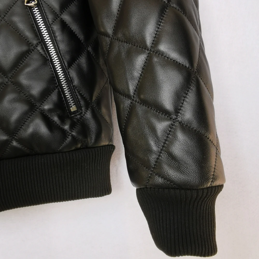 

Early Winter Deep Autumn Warm Genuine Leather Jacket Men Quilted Plaid Soft Sheepskin Coat Man Leather Coat Asian Size 4XL M264