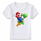 Детская одежда, футболка, милая Забавная детская футболка Марио и Йоши для мальчиков и девочек, детская футболка oal242