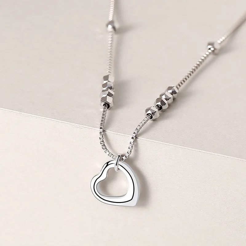 

Beautiful pretty lovely 925 silver anklet Lucky bead Women Fashion Korean Heart-shaped Love Silver Anklet Birthday Gift