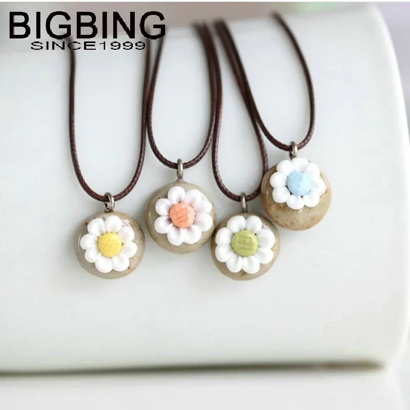 C078 BIGBING модное ювелирное изделие цветок ручная вязка керамический кулон ожерелье
