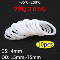 10pcs vmq white silicone o ring gasket cs 4mm od 15 75mm food grade rubber insulate round o shape seal o ring silicone rings