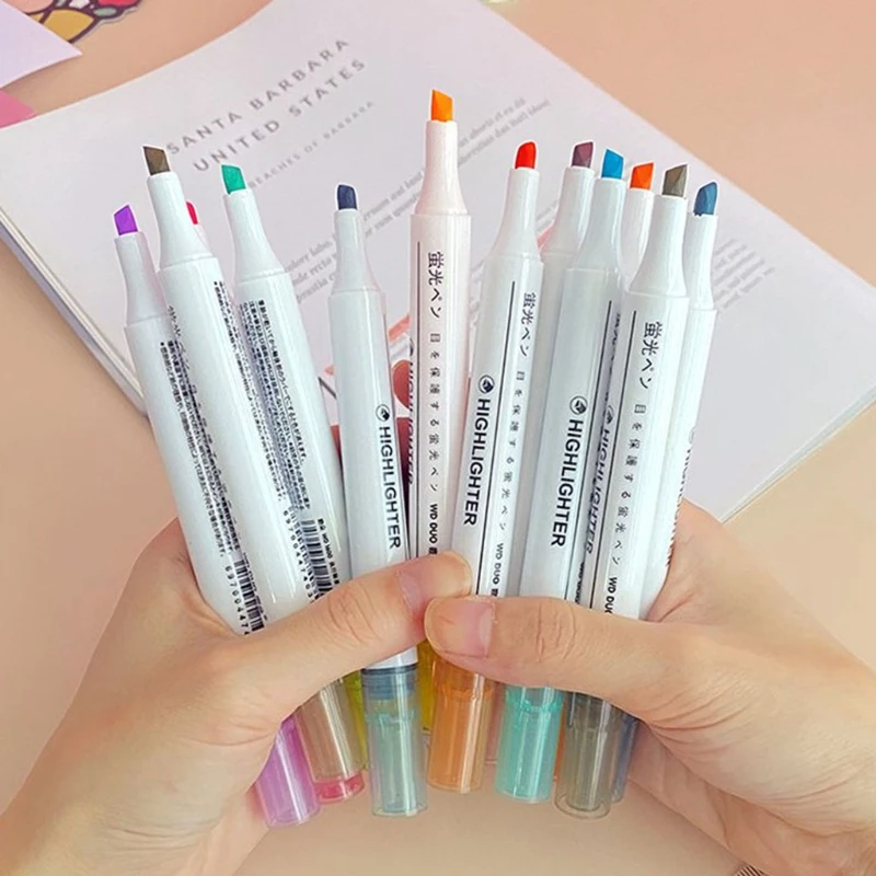 6 Pcs/Pack Refillable Colored Markers Colors Oblique-tip Highlighters Sets 87HC | Канцтовары для офиса и дома
