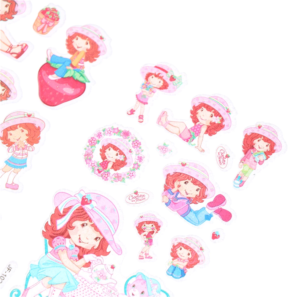 

6pcs/lot Cartoon 3D PVC Strawberry Girl Bubbles Stickers Girl Bubble Stickers For Children's Gift Rewards Stickers