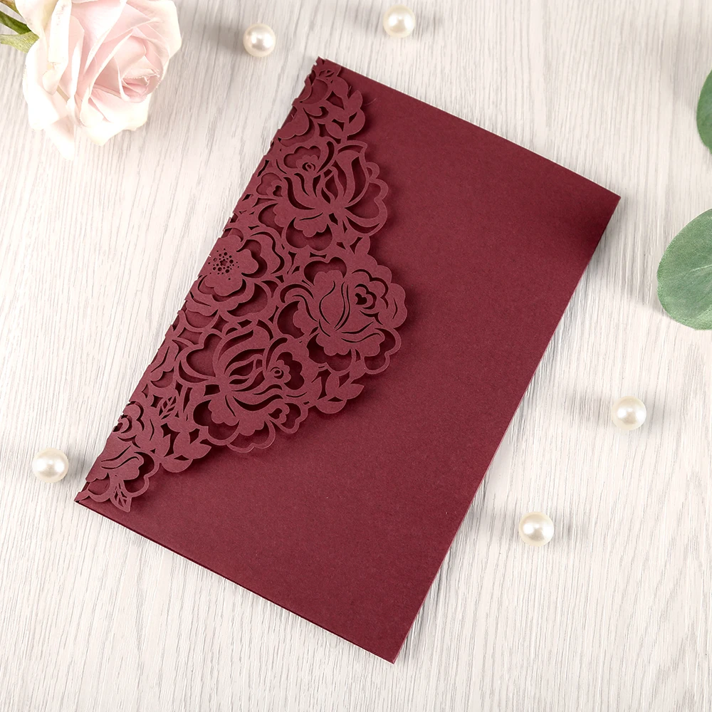 100 шт. бордовые темно синие розовые цветочные карманные приветствия