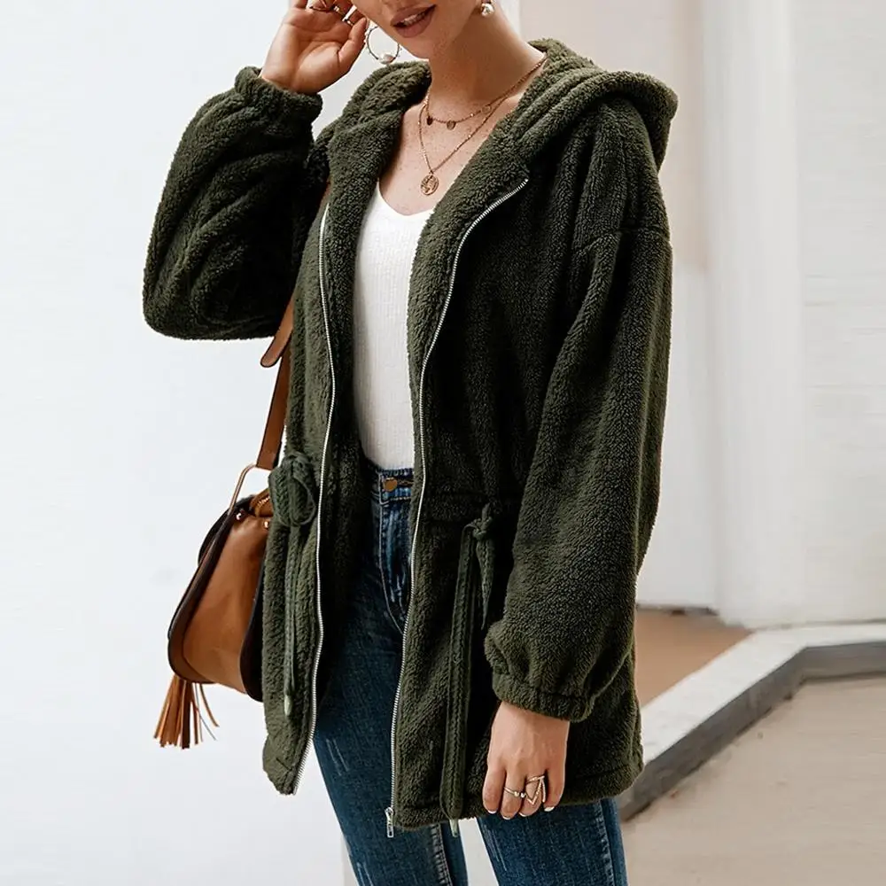 Женское пальто из искусственного меха Осень зима пушистое 2019 плюшевое модное