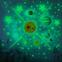 zollor 453pcs luminous solar system planet meteor star wall sticker bedroom living room fluorescence creative decorative sticker