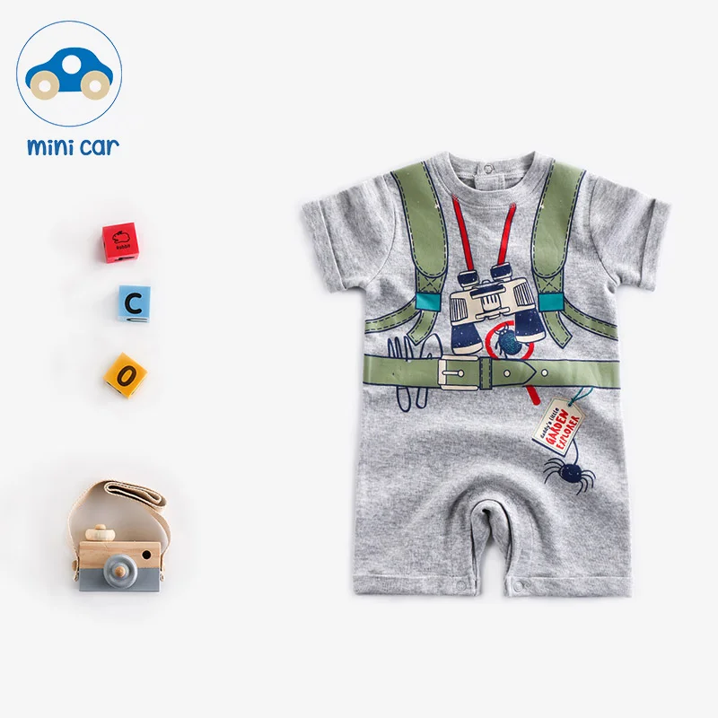 Newborn baby one piece Romper boy summer short sleeve open creeper suit |