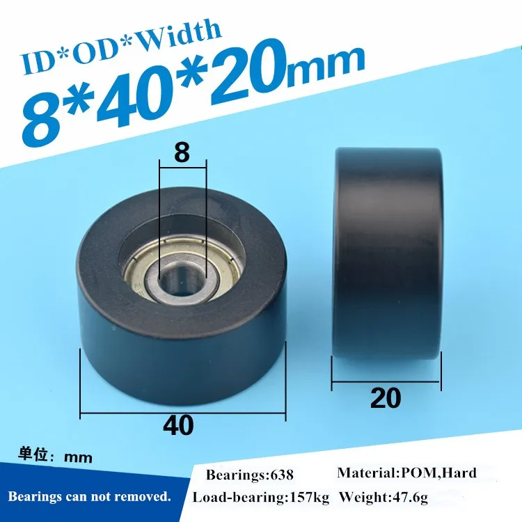 2 шт. 8*40*20 мм внутренний диаметр плоское внешнее колесо ролика ПУ гибкий резиновый