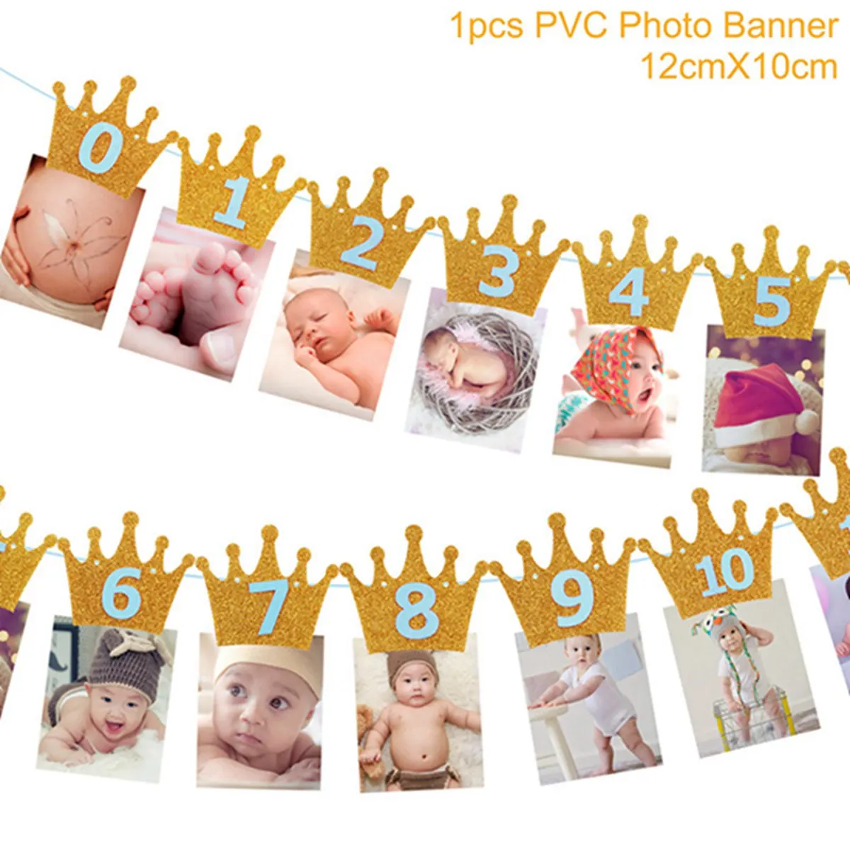 Gold Photo Banner Huiran первый 1 день рождения ребенка баннер флаг 1 2 3 лет с днем рождения детский Декор девочка мальчик детский душ Декор-баннер - Цвет: Gold Photo Banner