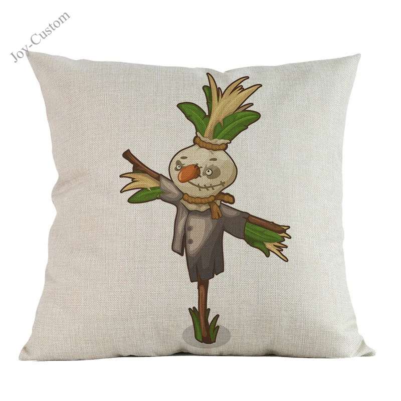Happy Halloween Cartoon Pumpkin Scarecrow Pattern Linen Pillow Case Home Sofa Chair Festival Decoration Cushion Cover |