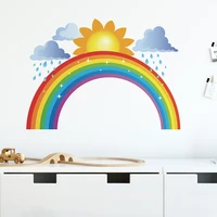 rainbow clouds rain sun wall sticker home decoration for baby kids rooms bedroom decor cartoons wallpaper self adhesive stickers