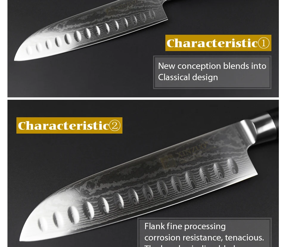 XINZUO " нож Santoku vg10 Дамасские японские кухонные ножи из нержавеющей стали профессиональный нож шеф-повара инструменты для приготовления G10 Ручка
